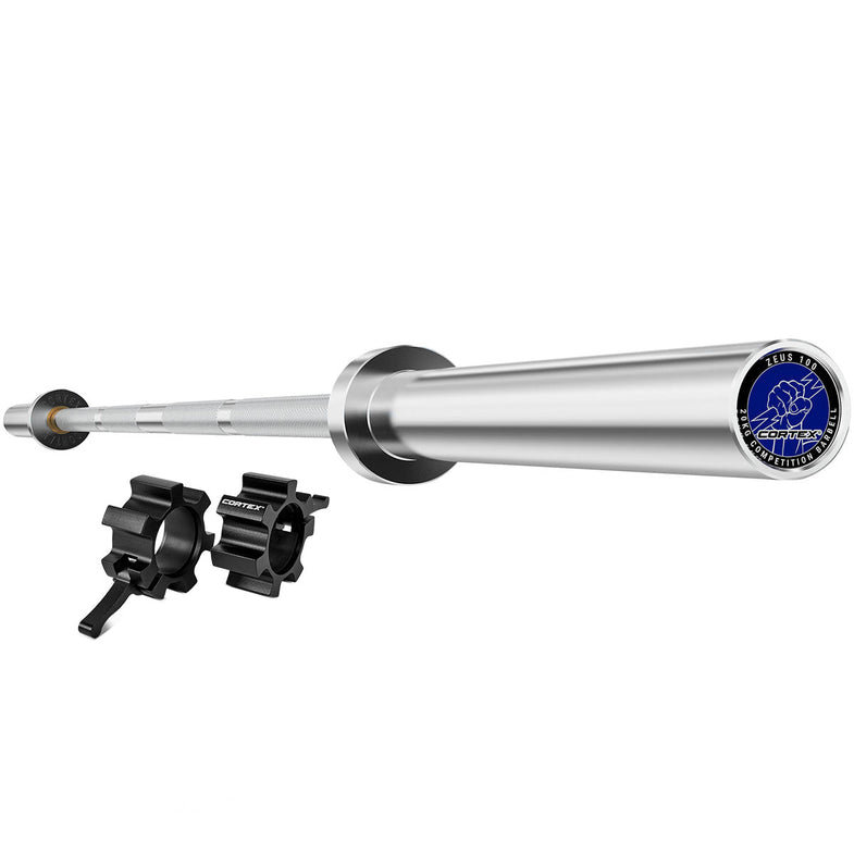 ZEUS100 7ft 20kg Olympic Competition Barbell with Aluminium Lockjaw Collars