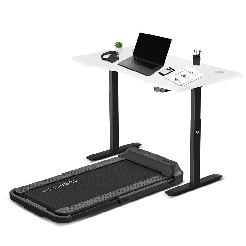 V-FOLD Treadmill with ErgoDesk Automatic Standing Desk 1500mm in White