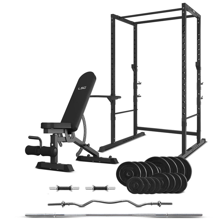 GBH-300 Power Rack + GBN-006 14-Level FID Exercise Bench + 90kg Weight Set Package